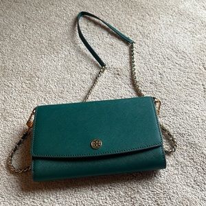 Tory Burch green leather crossbody